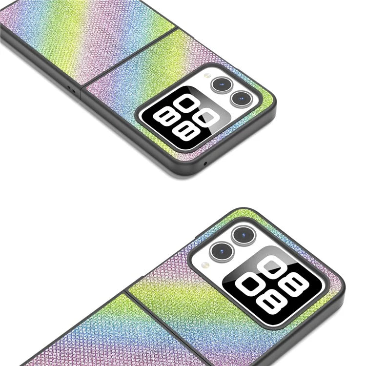 For Huawei nova Flip 5G Case Rhinestone Texture Leather+PC Phone Cover