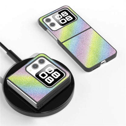 For Huawei nova Flip 5G Case Rhinestone Texture Leather+PC Phone Cover