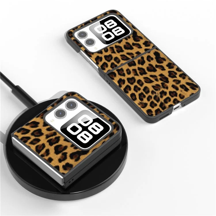 For Huawei nova Flip 5G Case Black Edge Leather+PC Leopard Pattern Phone Cover