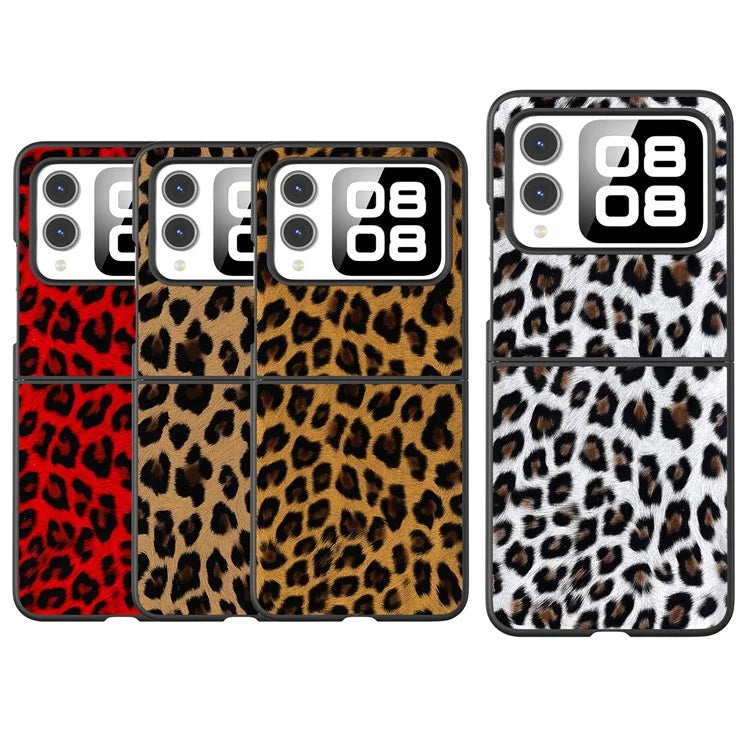 For Huawei nova Flip 5G Case Black Edge Leather+PC Leopard Pattern Phone Cover