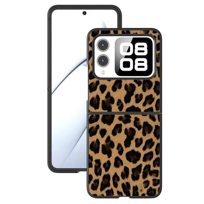 For Huawei nova Flip 5G Case Black Edge Leather+PC Leopard Pattern Phone Cover