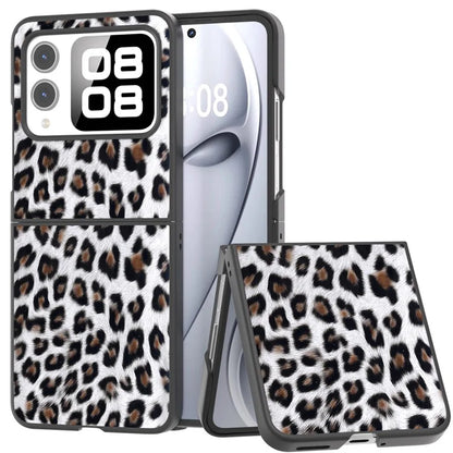 For Huawei nova Flip 5G Case Black Edge Leather+PC Leopard Pattern Phone Cover