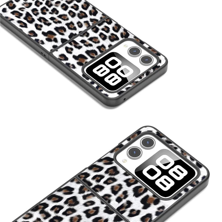 For Huawei nova Flip 5G Case Black Edge Leather+PC Leopard Pattern Phone Cover