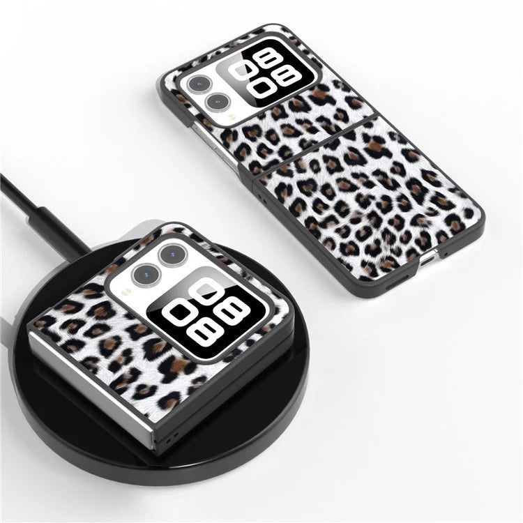 For Huawei nova Flip 5G Case Black Edge Leather+PC Leopard Pattern Phone Cover