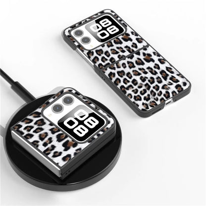 For Huawei nova Flip 5G Case Black Edge Leather+PC Leopard Pattern Phone Cover