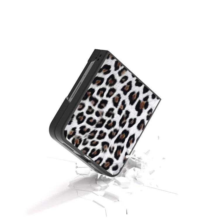 For Huawei nova Flip 5G Case Black Edge Leather+PC Leopard Pattern Phone Cover