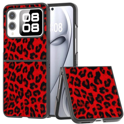 For Huawei nova Flip 5G Case Black Edge Leather+PC Leopard Pattern Phone Cover