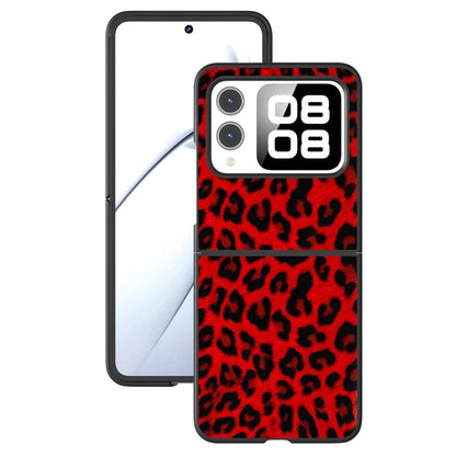 For Huawei nova Flip 5G Case Black Edge Leather+PC Leopard Pattern Phone Cover