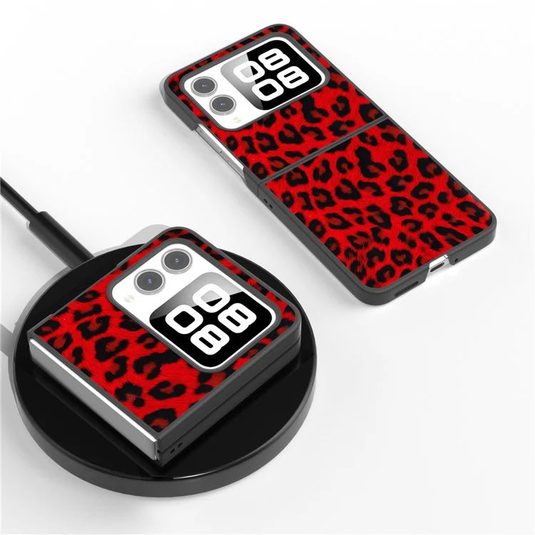For Huawei nova Flip 5G Case Black Edge Leather+PC Leopard Pattern Phone Cover