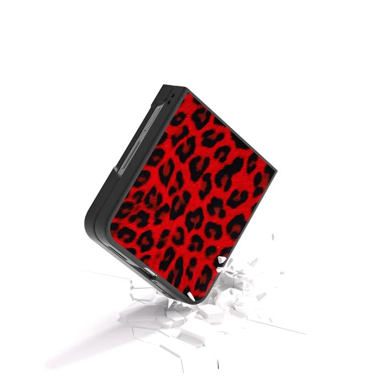 For Huawei nova Flip 5G Case Black Edge Leather+PC Leopard Pattern Phone Cover