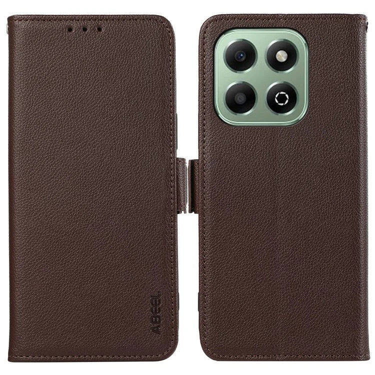 ABEEL For Honor X6b 4G Case Litchi Texture Leather RFID Blocking Phone Cover
