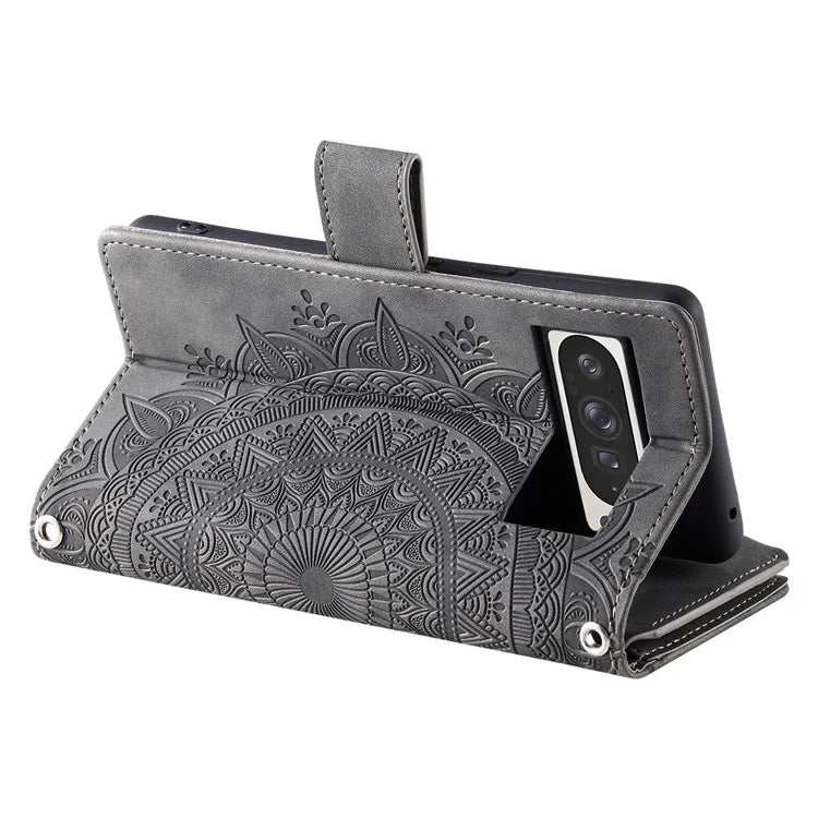 Style 006 For Google Pixel 9 Pro XL Wallet Case PU Leather Phone Cover Mandala Flower Pattern