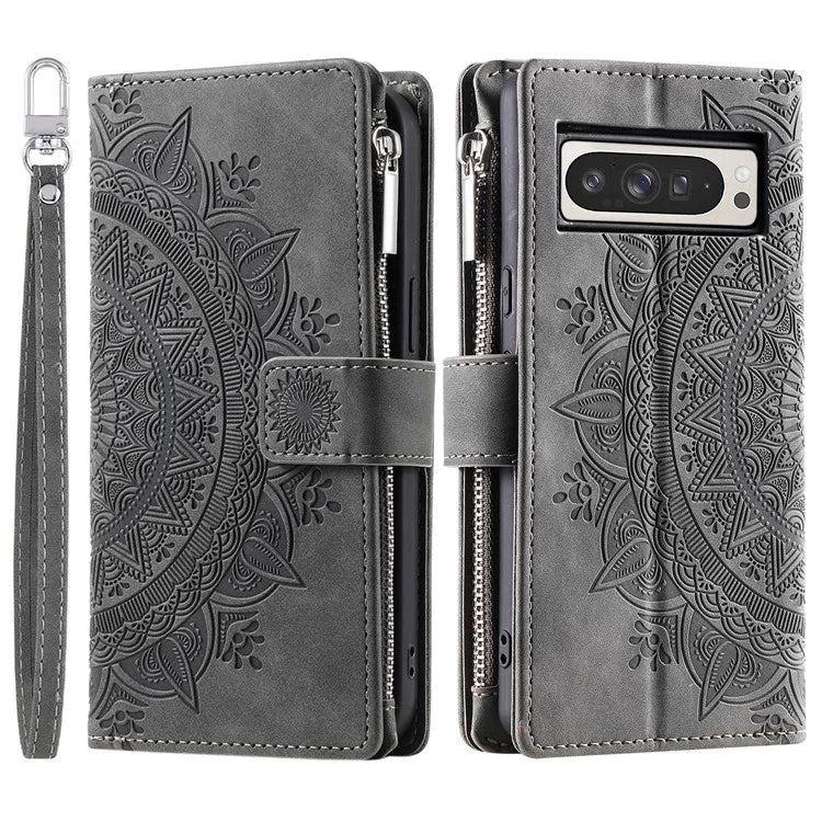 Style 006 For Google Pixel 9 Pro XL Wallet Case PU Leather Phone Cover Mandala Flower Pattern