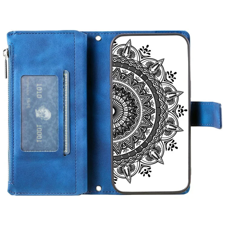 Style 006 For Google Pixel 9 Pro XL Wallet Case PU Leather Phone Cover Mandala Flower Pattern