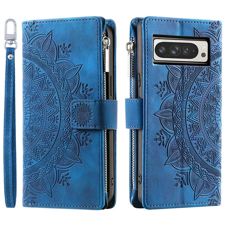 Style 006 For Google Pixel 9 Pro XL Wallet Case PU Leather Phone Cover Mandala Flower Pattern