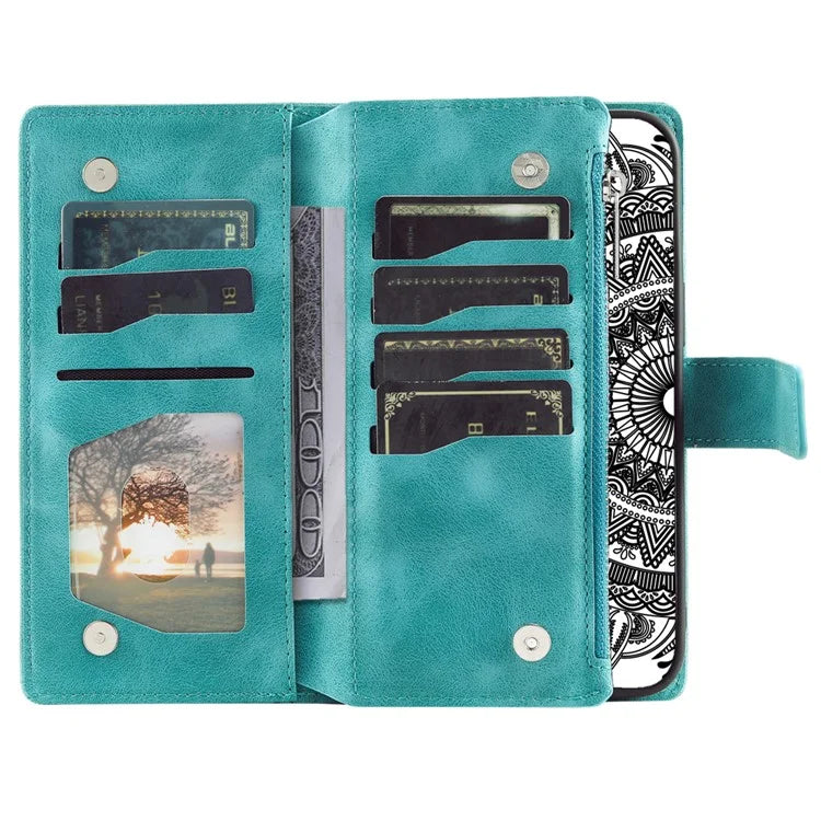 Style 006 For Google Pixel 9 Pro XL Wallet Case PU Leather Phone Cover Mandala Flower Pattern