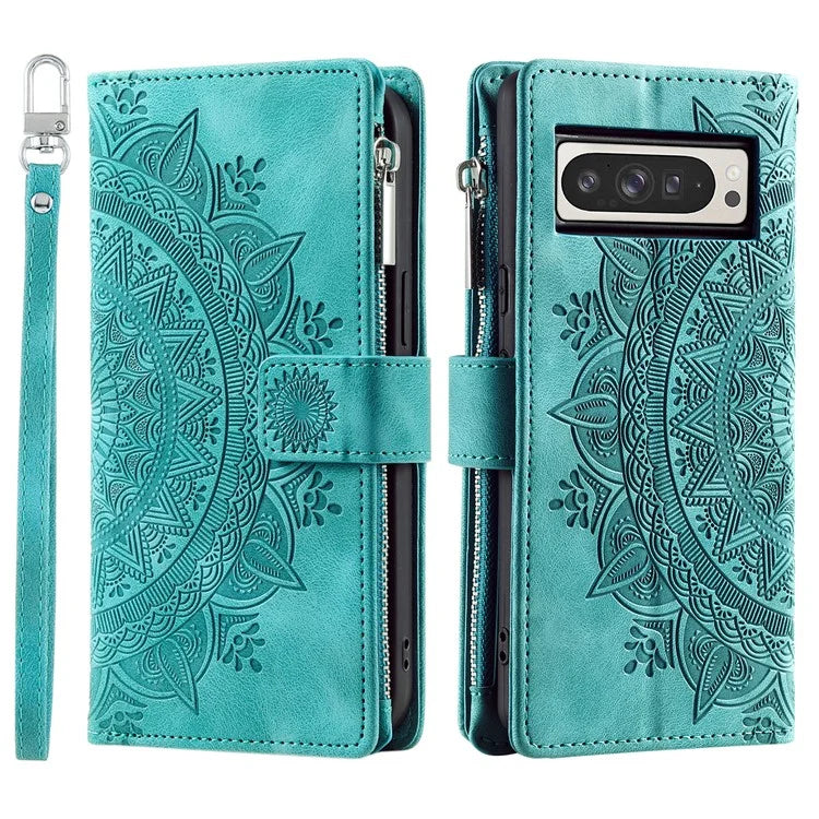Style 006 For Google Pixel 9 Pro XL Wallet Case PU Leather Phone Cover Mandala Flower Pattern
