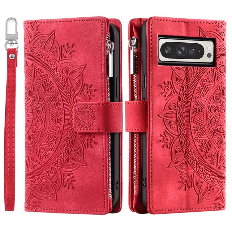Style 006 For Google Pixel 9 Pro XL Wallet Case PU Leather Phone Cover Mandala Flower Pattern