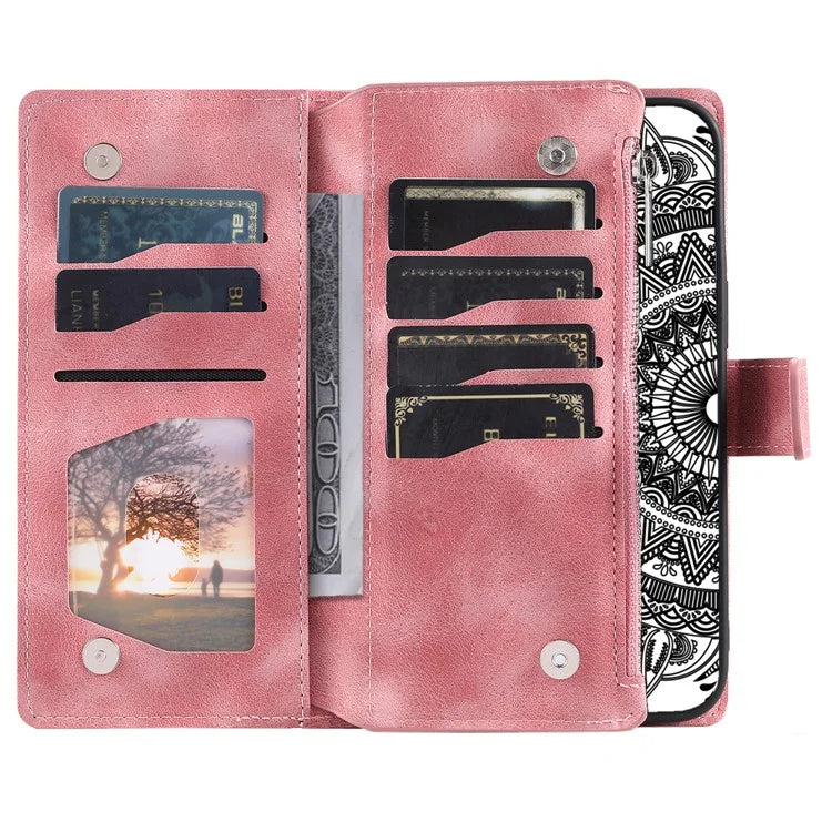 Style 006 For Google Pixel 9 Pro XL Wallet Case PU Leather Phone Cover Mandala Flower Pattern