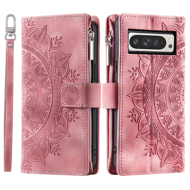 Style 006 For Google Pixel 9 Pro XL Wallet Case PU Leather Phone Cover Mandala Flower Pattern