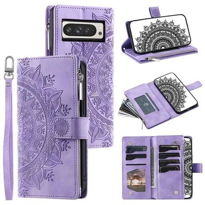 Style 006 For Google Pixel 9 Pro XL Wallet Case PU Leather Phone Cover Mandala Flower Pattern