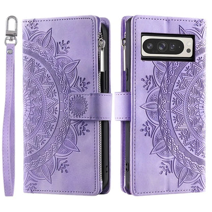 Style 006 For Google Pixel 9 Pro XL Wallet Case PU Leather Phone Cover Mandala Flower Pattern