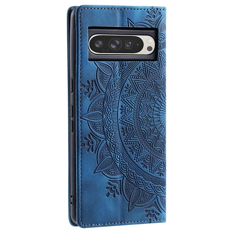 Style 010 For Google Pixel 9 Pro XL Case Mandala Pattern Magnetic Closing Leather Phone Cover