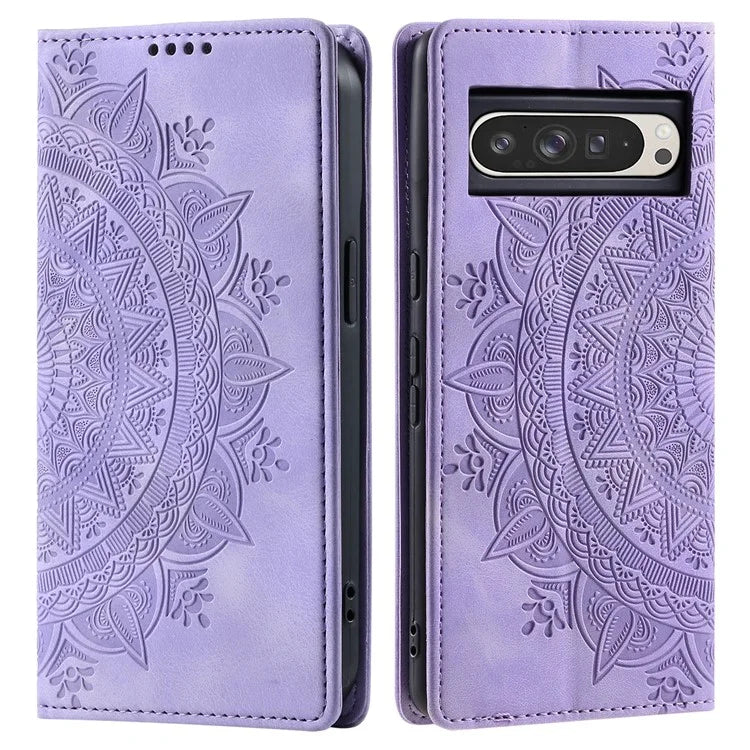 Style 010 For Google Pixel 9 Pro XL Case Mandala Pattern Magnetic Closing Leather Phone Cover