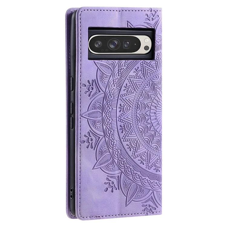 Style 010 For Google Pixel 9 Pro XL Case Mandala Pattern Magnetic Closing Leather Phone Cover
