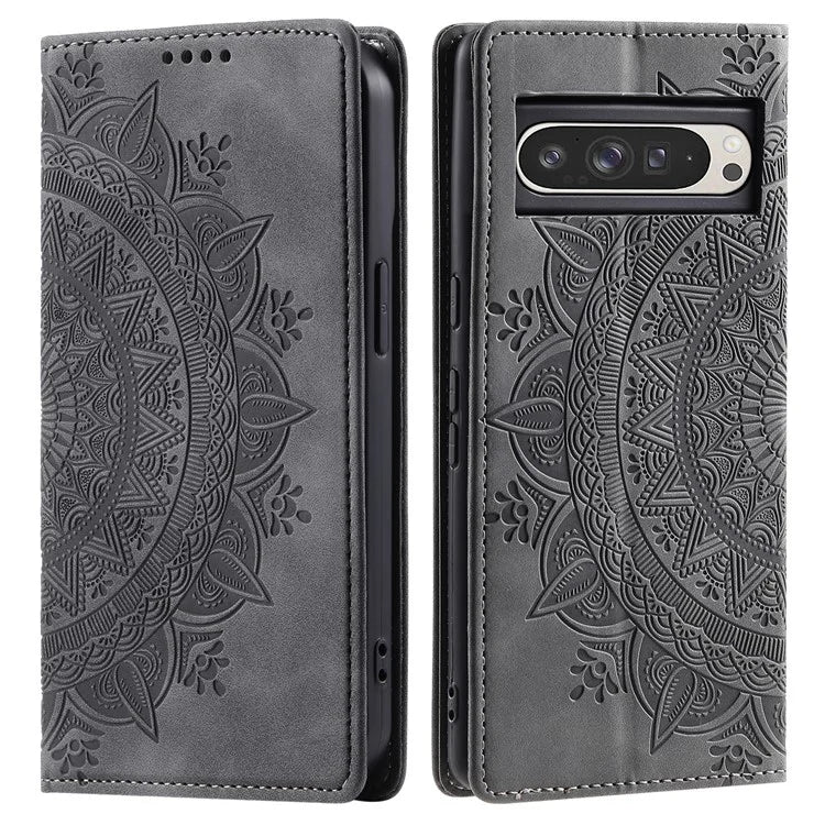 Style 010 For Google Pixel 9 Pro XL Case Mandala Pattern Magnetic Closing Leather Phone Cover
