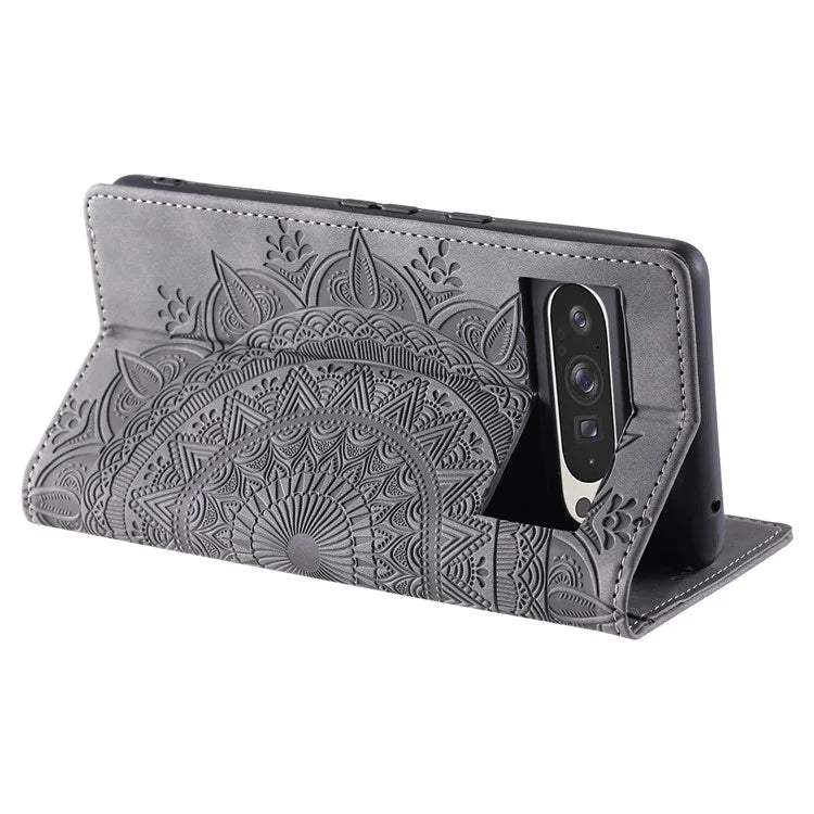 Style 010 For Google Pixel 9 Pro XL Case Mandala Pattern Magnetic Closing Leather Phone Cover