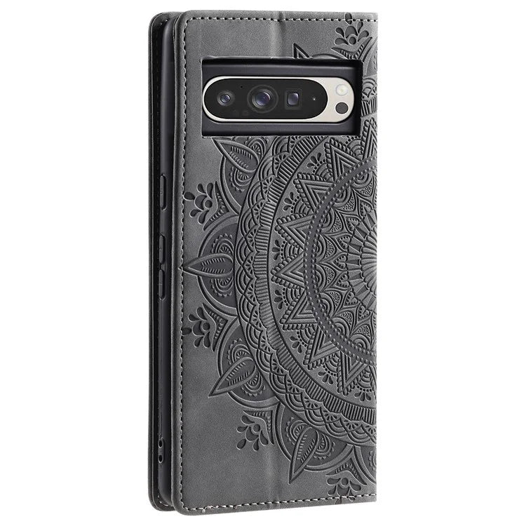 Style 010 For Google Pixel 9 Pro XL Case Mandala Pattern Magnetic Closing Leather Phone Cover