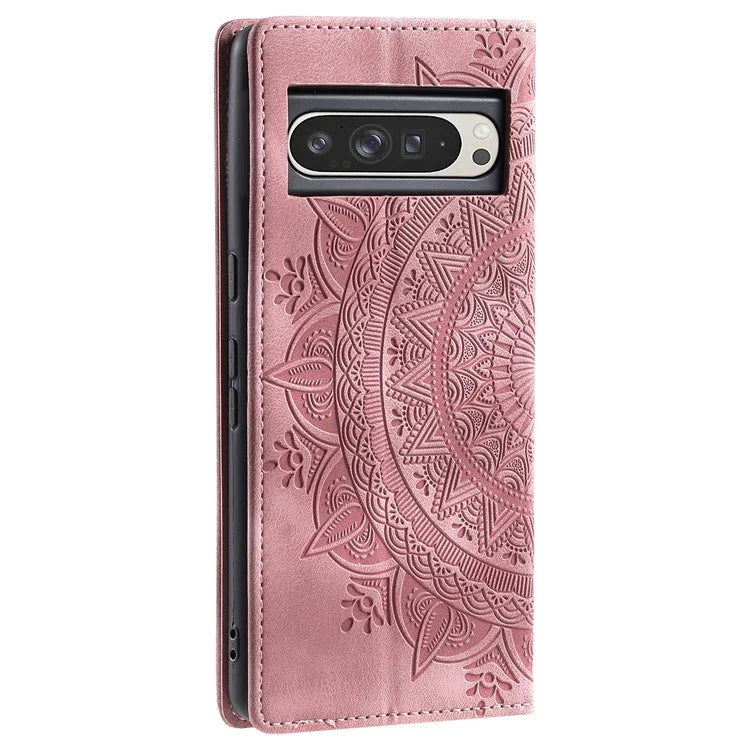 Style 010 For Google Pixel 9 Pro XL Case Mandala Pattern Magnetic Closing Leather Phone Cover
