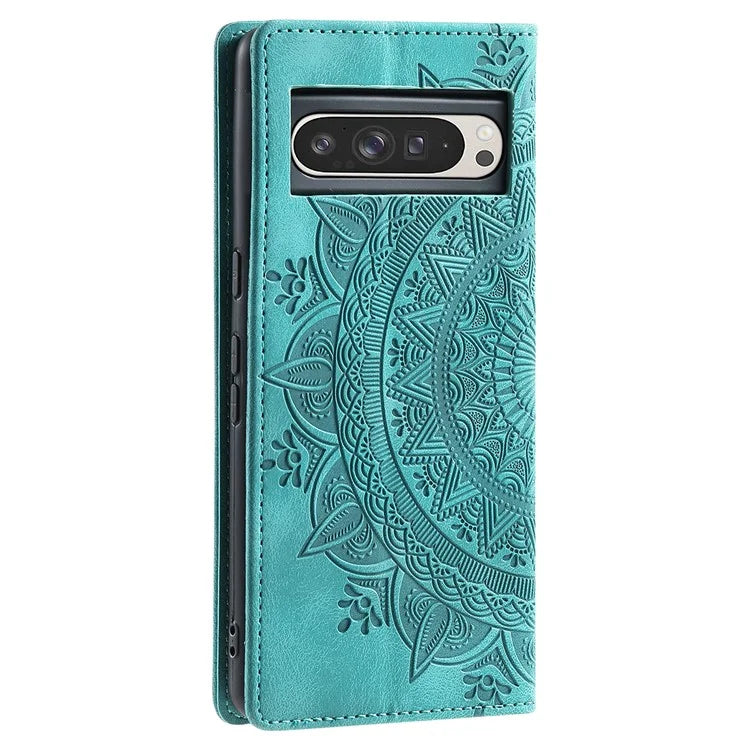 Style 010 For Google Pixel 9 Pro XL Case Mandala Pattern Magnetic Closing Leather Phone Cover