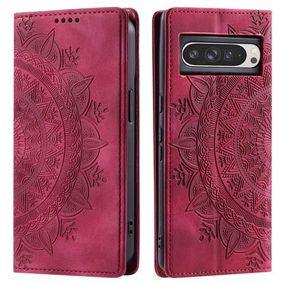 Style 010 For Google Pixel 9 Pro XL Case Mandala Pattern Magnetic Closing Leather Phone Cover