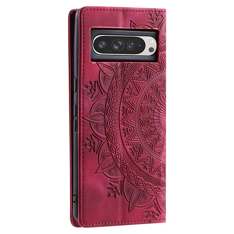 Style 010 For Google Pixel 9 Pro XL Case Mandala Pattern Magnetic Closing Leather Phone Cover
