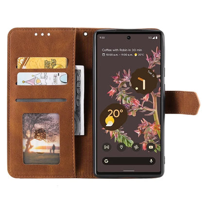 For Google Pixel 9 Pro XL Leather Case Splicing Stitching Wallet Stand Phone Cover with Strap