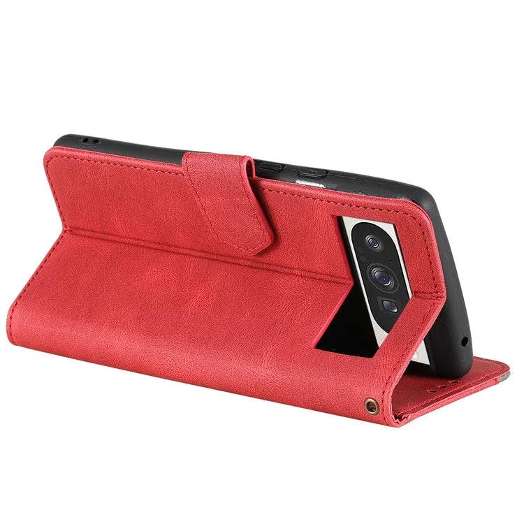 For Google Pixel 9 Pro XL Leather Case Splicing Stitching Wallet Stand Phone Cover with Strap