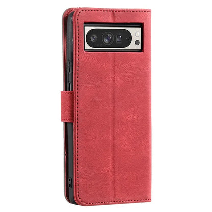 For Google Pixel 9 Pro XL Leather Case Splicing Stitching Wallet Stand Phone Cover with Strap