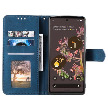 For Google Pixel 9 Pro XL Leather Case Splicing Stitching Wallet Stand Phone Cover with Strap