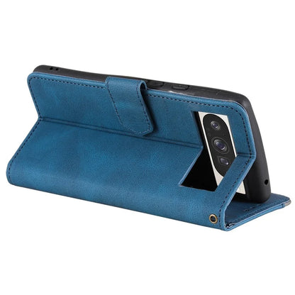 For Google Pixel 9 Pro XL Leather Case Splicing Stitching Wallet Stand Phone Cover with Strap