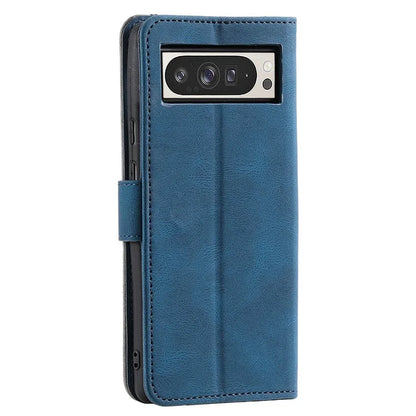 For Google Pixel 9 Pro XL Leather Case Splicing Stitching Wallet Stand Phone Cover with Strap