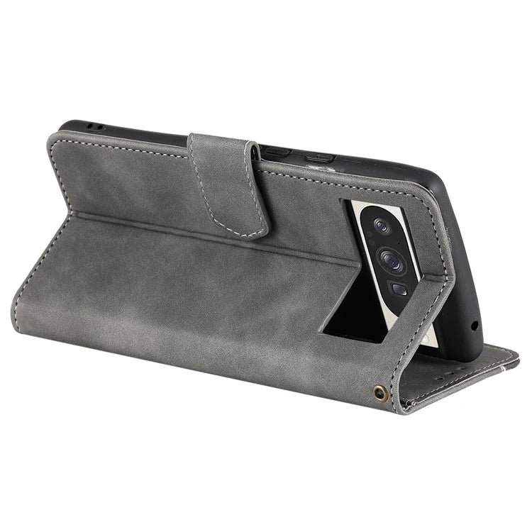 For Google Pixel 9 Pro XL Leather Case Splicing Stitching Wallet Stand Phone Cover with Strap
