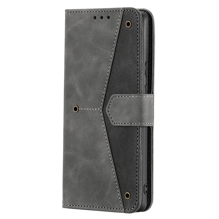 For Google Pixel 9 Pro XL Leather Case Splicing Stitching Wallet Stand Phone Cover with Strap