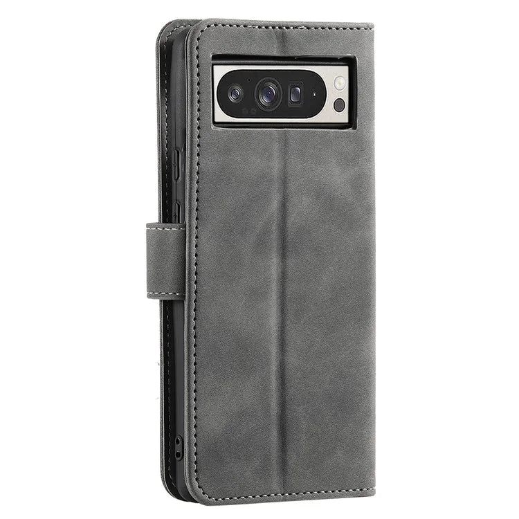 For Google Pixel 9 Pro XL Leather Case Splicing Stitching Wallet Stand Phone Cover with Strap