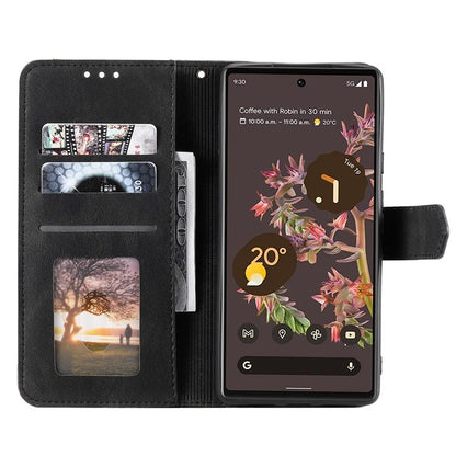 For Google Pixel 9 Pro XL Leather Case Splicing Stitching Wallet Stand Phone Cover with Strap