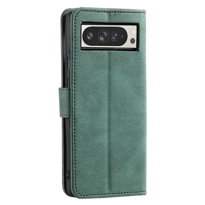 For Google Pixel 9 Pro XL Leather Case Splicing Stitching Wallet Stand Phone Cover with Strap