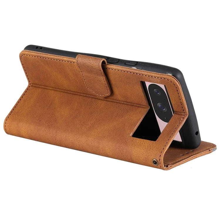 For Google Pixel 9 / 9 Pro Leather Case Splicing Stitching Wallet Stand Phone Cover with Strap