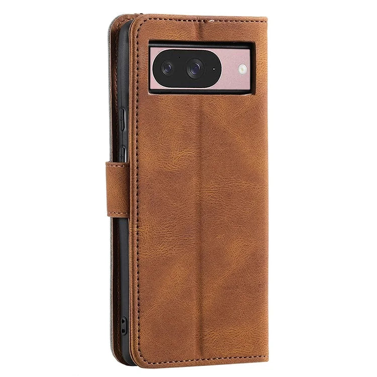 For Google Pixel 9 / 9 Pro Leather Case Splicing Stitching Wallet Stand Phone Cover with Strap