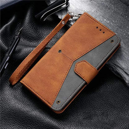 For Google Pixel 9 / 9 Pro Leather Case Splicing Stitching Wallet Stand Phone Cover with Strap
